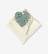 Anneau de dentition feuille aqua et son lange